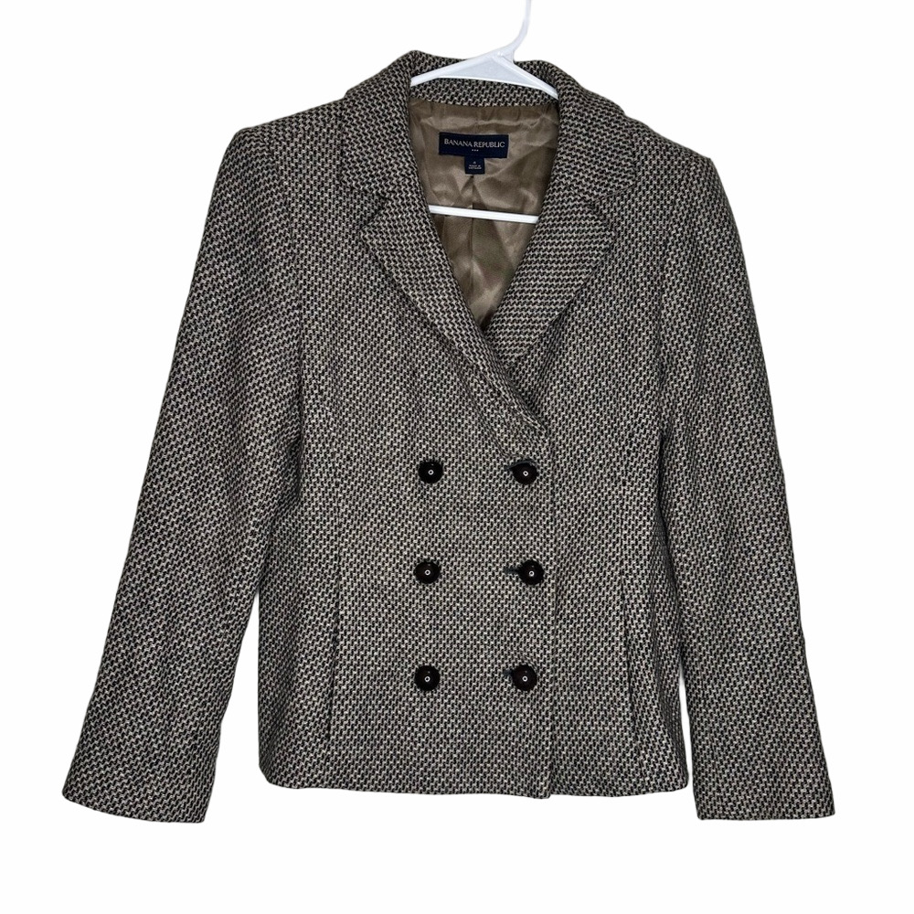 Banana Republic Ladies Wool Blend Double Breasted Lux Blazer Size 4